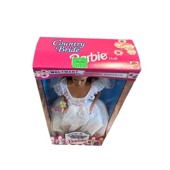 Vintage 1994 Barbie Country Bride Brunette Walmart Special Edition NRFB - Picture 6 of 9